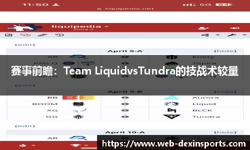 赛事前瞻：Team LiquidvsTundra的技战术较量